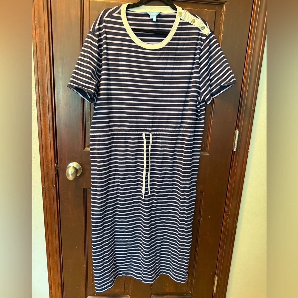 Draper James Navy and White Striped Dress